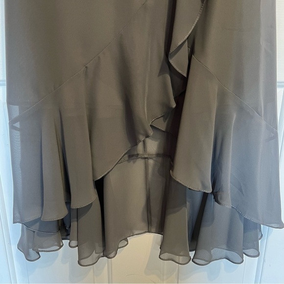 JJ House Women’s Lace Chiffon Ruffled High Low, Steel Grey Dress, #69 - Picture 10 of 16